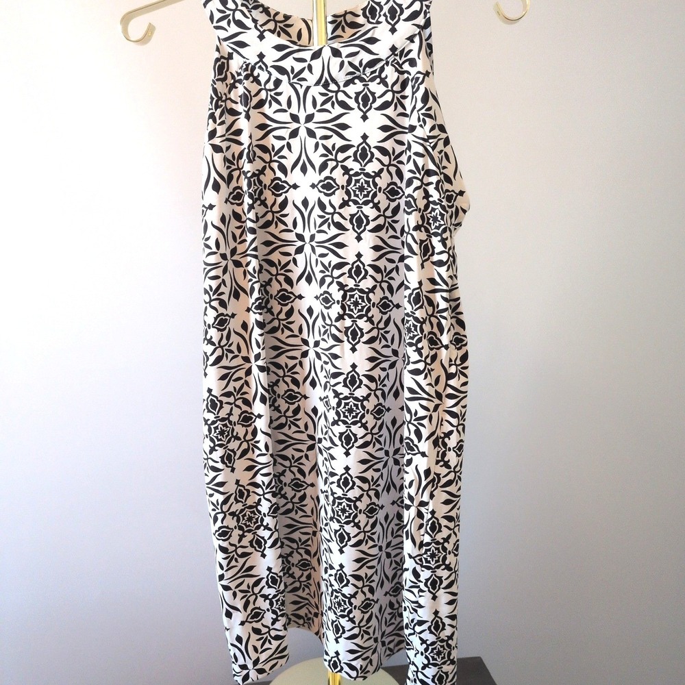 Banana Boat Sun Dress UPF 50+ Women XXL Black White Geometric Cut-Out Sleeveless